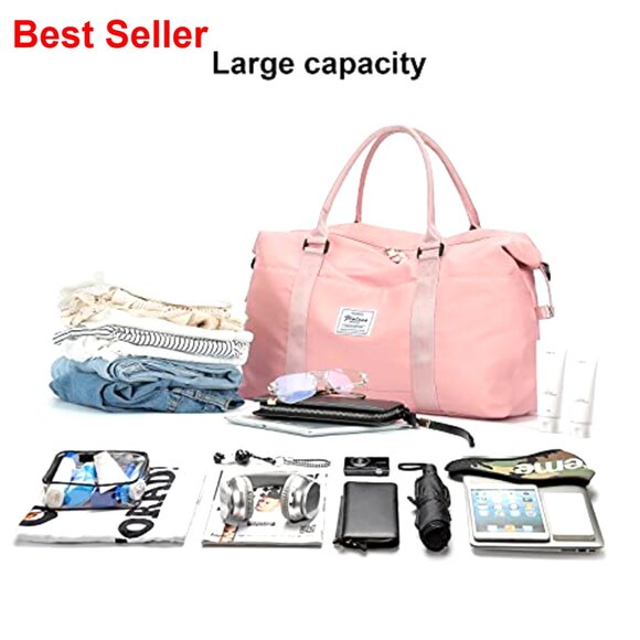 30L Travel Duffel Bag with Wet Pocket, Trolley Sleeve, Adjustable Strap - Picture 3 of 7